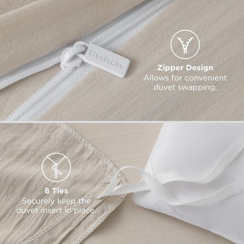 Bedsure Duvet Cover Set - Full Size 3-Piece Extra Soft Cotton-Like Bedding | 80x90 Inches with Zipper Closure