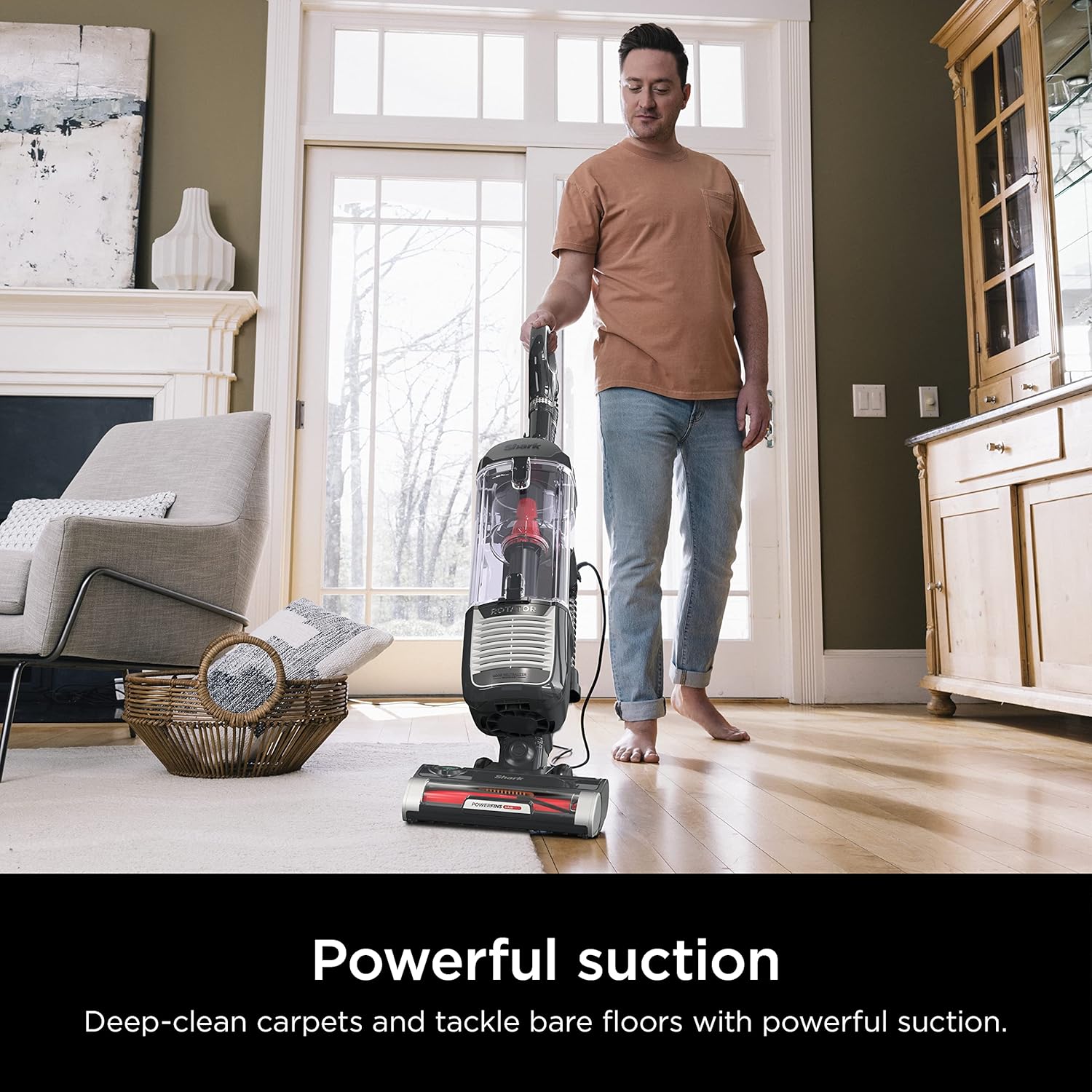 Shark ZU102 Pet Upright Vacuum - PowerFins HairPro & Odor Neutralizer, Charcoal, 2.9L Dust Cup