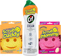 Scrub Daddy Sponges | Scrub Mommy Non-Scratch Kitchen & Bathroom Cleaning Kit - Cif All-Purpose Cleaner