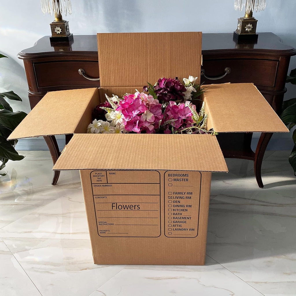 Uboxes Moving Boxes - Premium Large with Handles | 10 Pack, 18 x 18 x 24 Inches, Brown