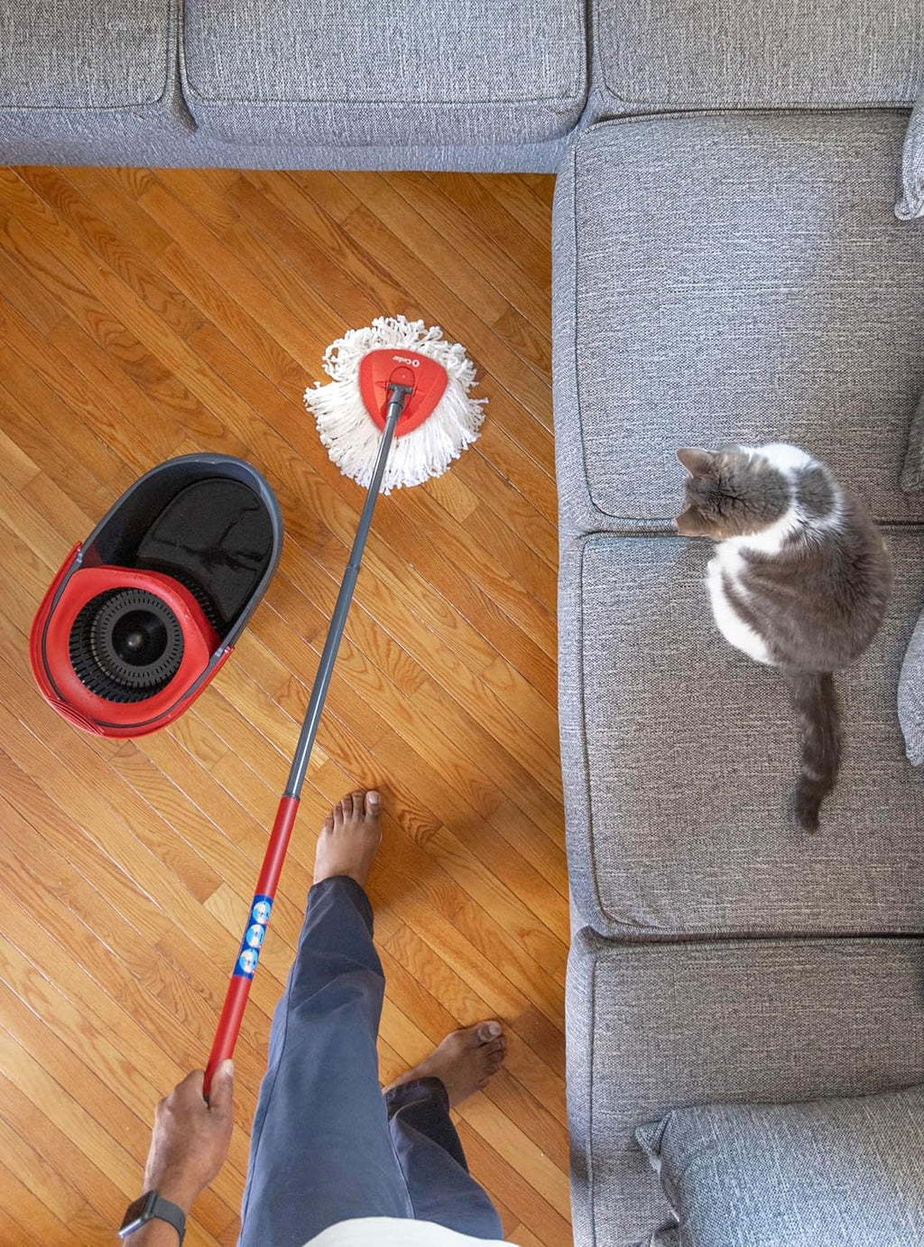 O-Cedar EasyWring Microfiber Spin Mop - Efficient Floor Cleaning System with 4 Extra Refills