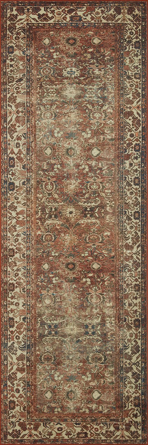 Loloi Magnolia Home by Joanna Gaines Banks Collection BAN-04 Brick/Ivory 2'-3" x 3'-9" .13" Pile Height, Machine Washable, Accent Rug