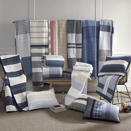 Nautica - Queen Quilt, Cotton Reversible Bedding, Bedding Set for All Seasons (Adelson Blue, Queen)