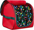 ZOBER Christmas Light Storage Reels - Christmas Light Organizer with 3 Plastic Wheels - 600D Oxford Fabric - Fits 200 Mini Lights per Spool, Lights Storage - Stitched Reinforced Handles - Red