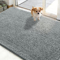 OLANLY Dog Door Mat - Absorbent Non-Slip Chenille Mat for Muddy Paws | 48x30 Grey Quick Dry Doormat