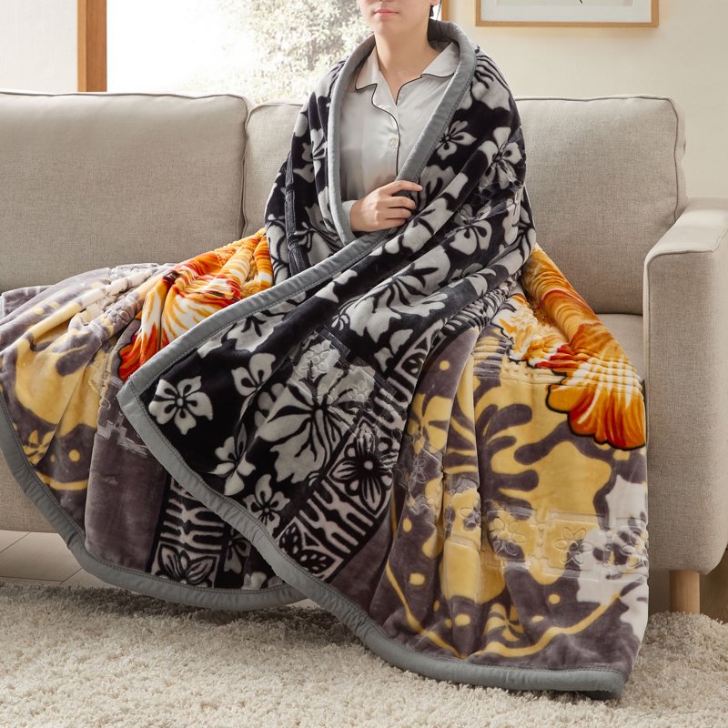 King Size Korean Mink Blanket - Reversible Heavyweight Gray Winter Bed Cover 87x94