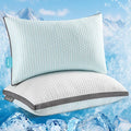 Baskbed Cooling Pillows Queen Size Set of 2, Shredded Memory Foam Pillows 2 Pack, Bed Pillow for Hot Sleepers Adjustable Firm Pillow for Side, Back and Stomach Sleepers, Machine Washable