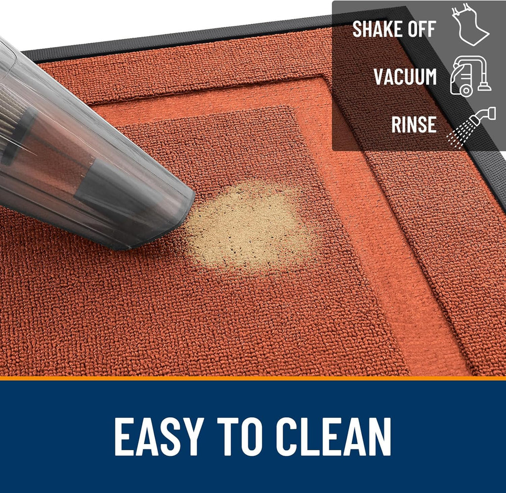 OLANLY Waterproof Front Door Mat - All-Season Natural Rubber Doormat | Easy Clean, 29.5x17, Vermillion Red
