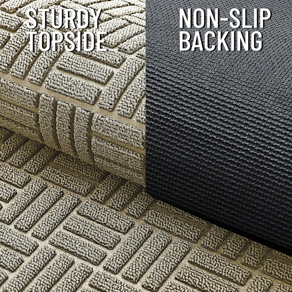 OLANLY Heavy-Duty Front Door Mat - Absorbent Natural Rubber, Non-Slip, 29.5x17 Inches | Stain & Fade Resistant, Beige