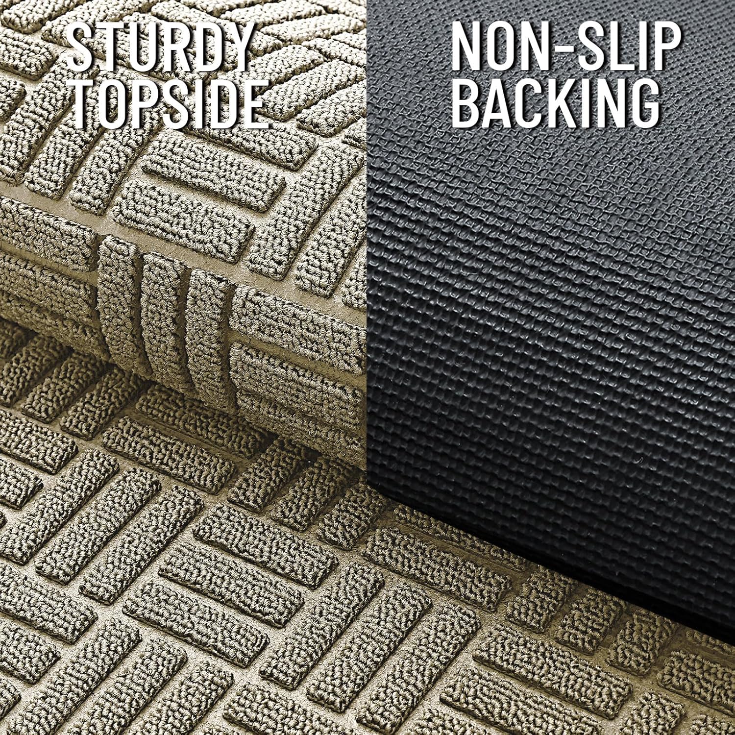 OLANLY Heavy-Duty Front Door Mat - Absorbent Natural Rubber, Non-Slip, 29.5x17 Inches | Stain & Fade Resistant, Beige