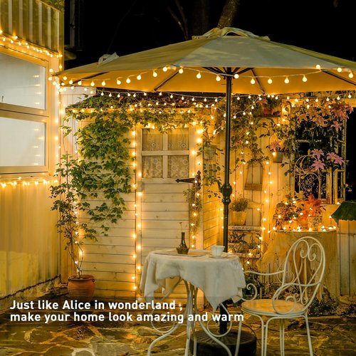 JMEXSUSS 100 LED Globe String Lights - 33ft Warm White Indoor/Outdoor Fairy Lights with Remote & 8 Modes