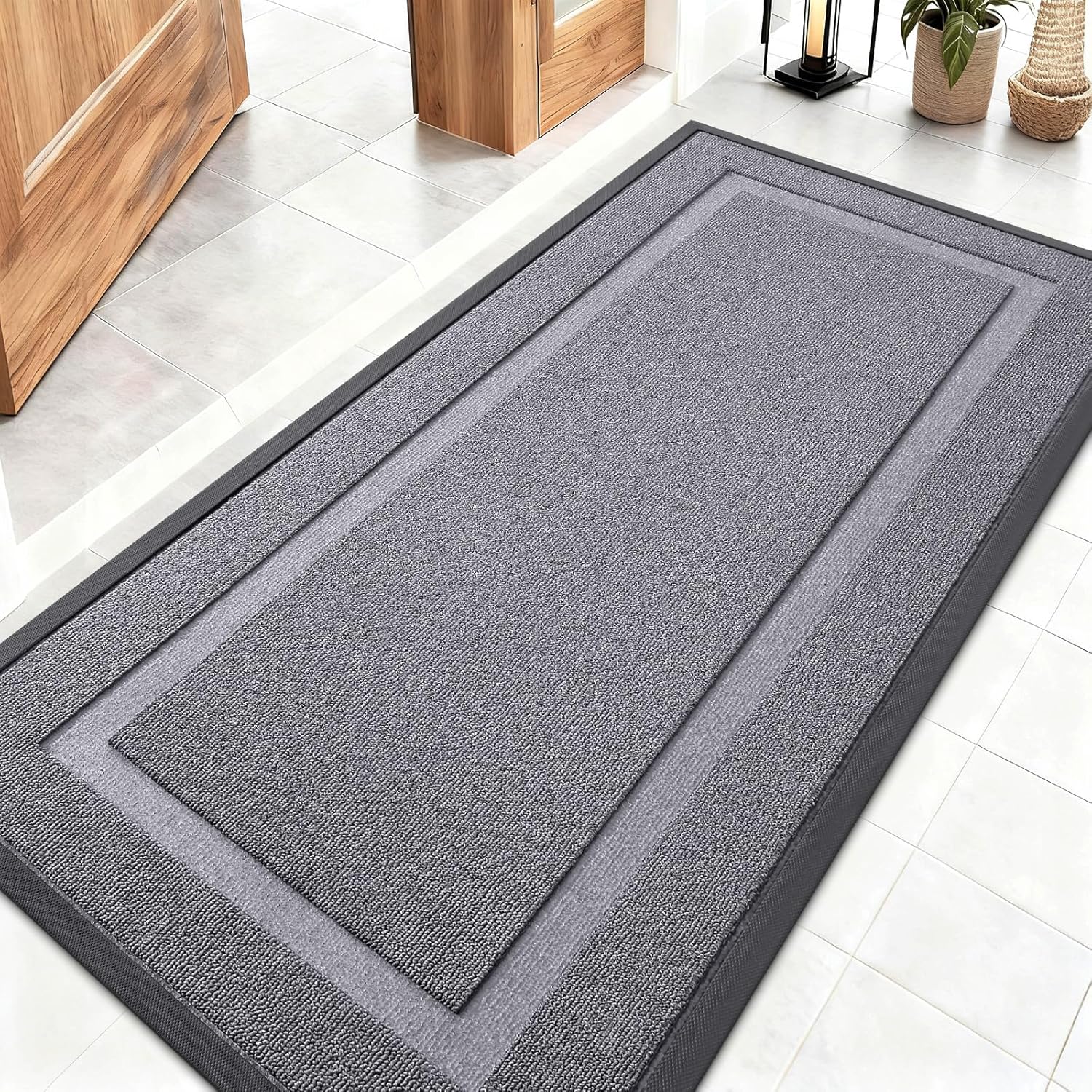 OLANLY Waterproof Front Door Mat - All-Season Indoor/Outdoor Doormat, Easy Clean, 47x23, Classic Gray