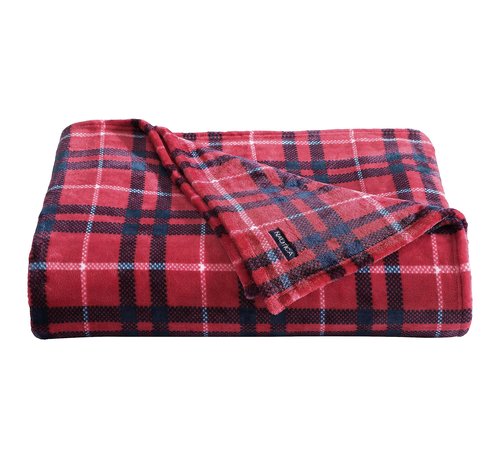 Nautica Blanket Plush Fleece Plaid Bedding, Home Decor for All Seasons, King, Winter Tattersall Red