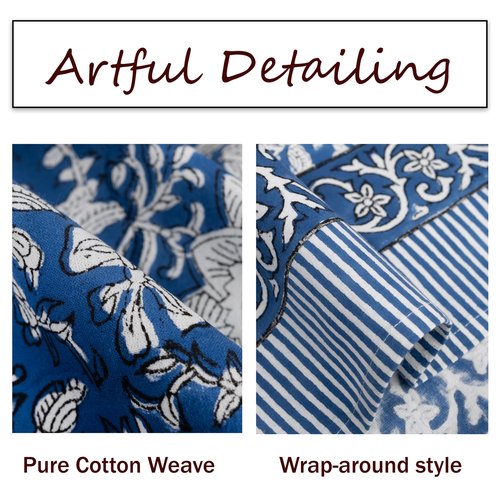 FYNITE Classic Indigo Vine Tablecloth | 90" Inches Round | 100%Cotton | Hand Block Print | Washable | Farmhouse & Fall Decor | Table Cover for Halloween | Thanksgiving | Christmas | Wedding | Parties