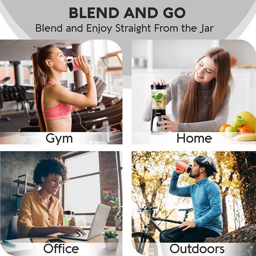 Mueller Smoothie Blender - Personal Blender for Shakes & Frozen Drinks | 15oz Travel Cup, Durable Stainless Steel Blades, Black
