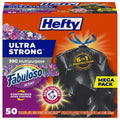 Hefty Ultra Strong 30 Gallon Trash Bags, Large Trash Bags 30 Gallon Size, Multipurpose, Break Resistant Drawstring Closure, Resists Leaks, Punctures, and Tears, Black, Fabuloso Scent, 50 Bags