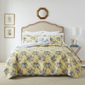 Laura Ashley - Queen Quilt Set, Reversible Cotton Bedding with Matching Shams, Lightweight Home Decor for All Seasons (Linley Yellow, Queen)