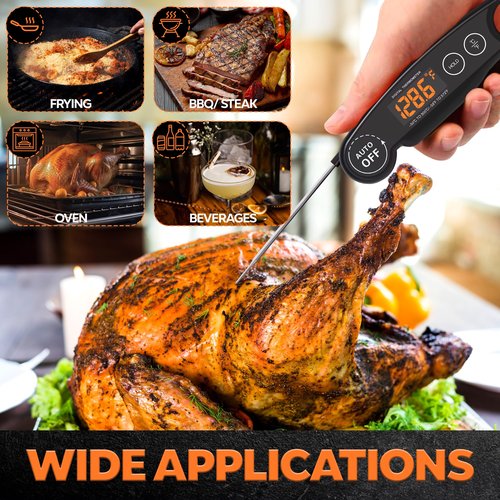 1 Second Instant Read Food Thermometer Rechargeable Meat Thermometer Digital Kitchen Thermometer for Cooking, Grill Thermometer, BBQ Thermometer Waterproof