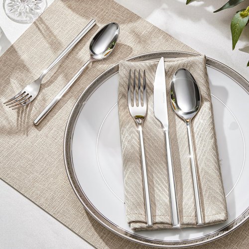 KINGSTONE 20-Piece Silverware Set, 18/10 Stainless Steel Flatware Cutlery Set with Hexagon Handle, for Hotel, Home, Party, Wedding Gift, Mirror Polish and Dishwasher Safe