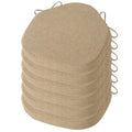 OVOV Chair Cushions for Dining Chairs Set of 6 Windsor Seat Cushion for Kitchen Room Thick Textured Kitchen Seat Pads with Ties and Non-Slip Bottom(16x15 Inch Beige)