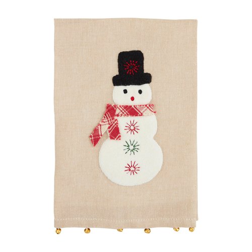 Mud Pie Felt Applique Farm Towels, Snowman, 21" x 14"