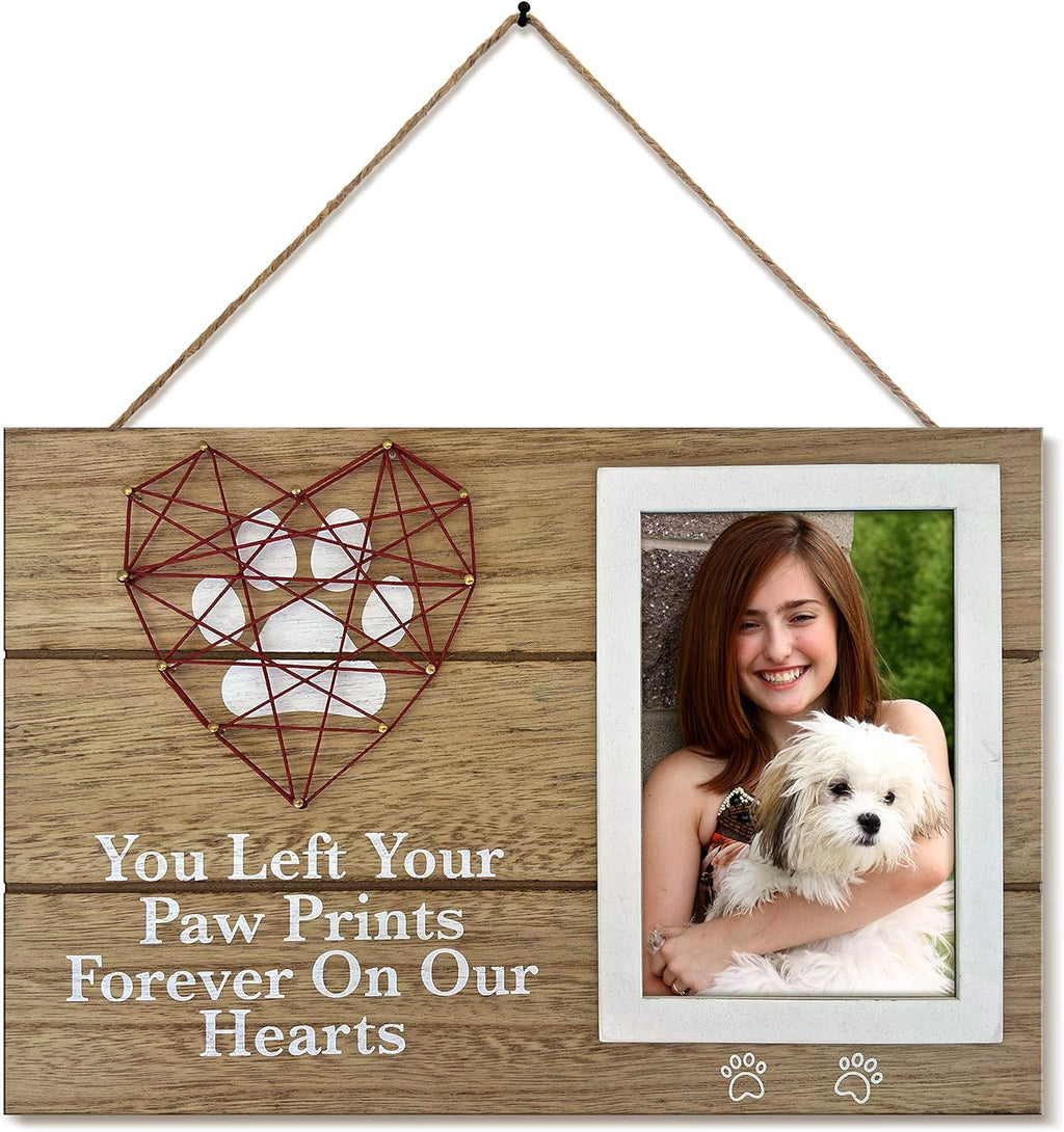 OakiWay Pet Memorial Picture Frame - 4x6 Paw Print Design for Dog & Cat Remembrance Gifts