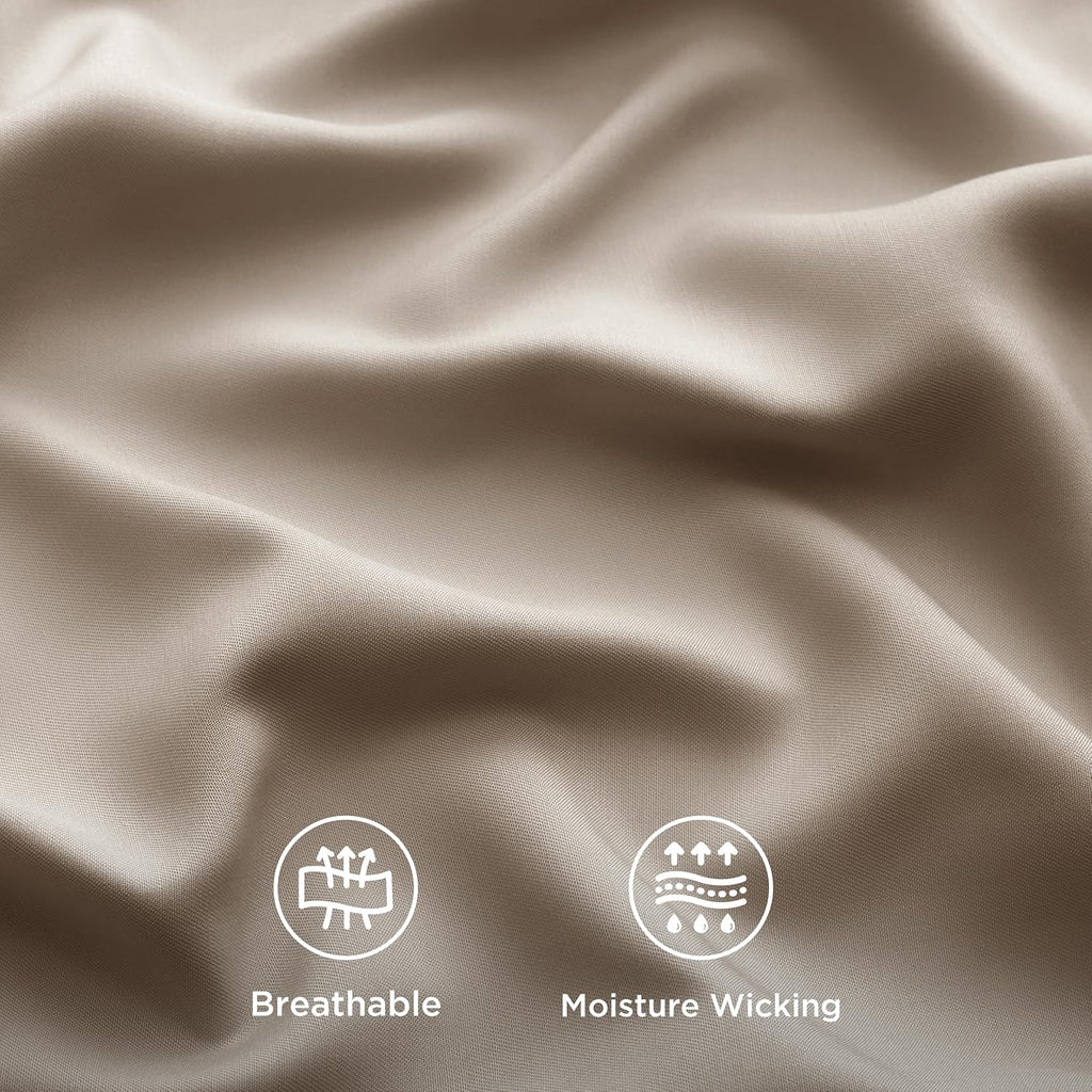 Bedsure Cooling California King Sheet Set - Breathable Rayon from Bamboo, Deep Pocket, Silky Soft, Simply Taupe