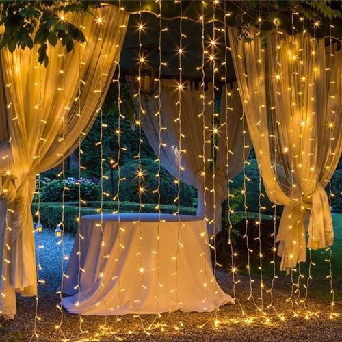 Magictec 300 LED Curtain String Lights - 8 Lighting Modes for Wedding & Home Decor | Warm White