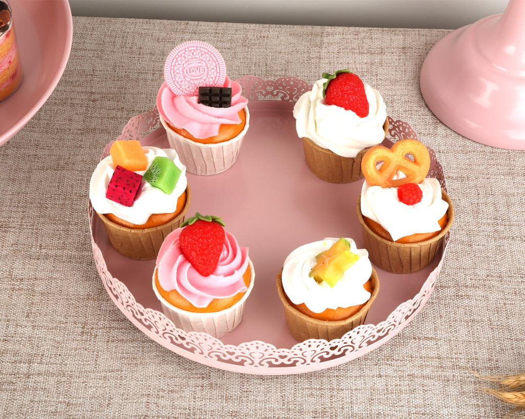 6 Pcs Metal Cake Stand Sets for Dessert Table, Cake Pop Stand Set & Dessert Table Trays & Tiered Cupcake Holder Perfect Display for Wedding, Party, Birthday, Baby Shower, Decorations (White)