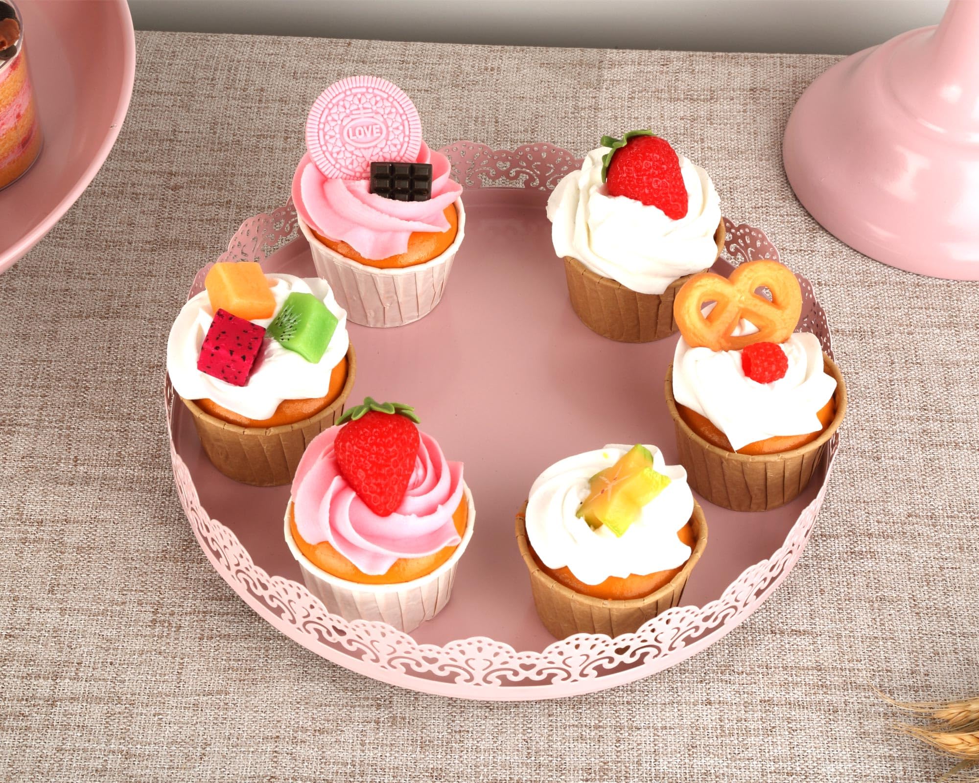 6 Pcs Metal Cake Stand Sets for Dessert Table, Cake Pop Stand Set & Dessert Table Trays & Tiered Cupcake Holder Perfect Display for Wedding, Party, Birthday, Baby Shower, Decorations (White)