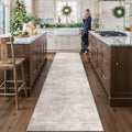 HY HAOYUNLAI Runner Rugs 2'6" x 12' - Soft Non-Slip Kitchen & Hallway Rug with Rubber Backing | Beige/Cream Abstract Design
