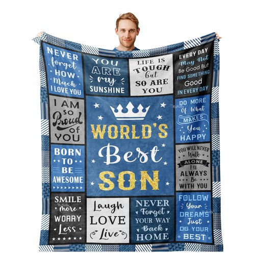 Xufudy Gifts for Son, Best Birthday Gifts for Adult Son Blanket 60"x50", Son Gifts from Mom/Dad, Son Birthday Gifts, Gift for My Son, Gifts for Grown Son