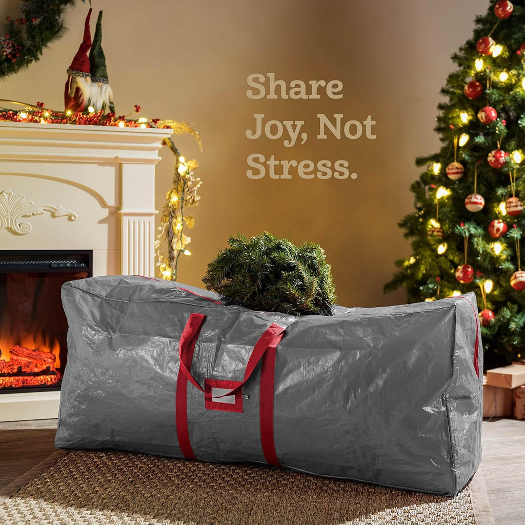 Zober Christmas Tree Storage Bag - Waterproof Protection for 7.5 Ft Trees - Durable Handles & Label Slot - Gray