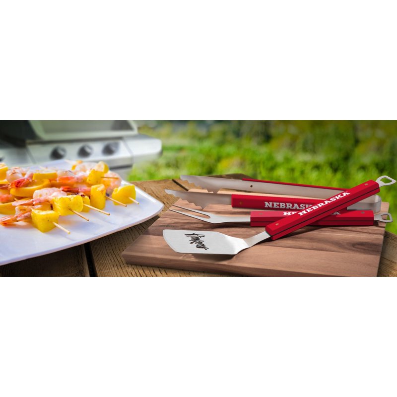 NCAA Nebraska Cornhuskers BBQ Tool Set - 3 Piece Grill Set