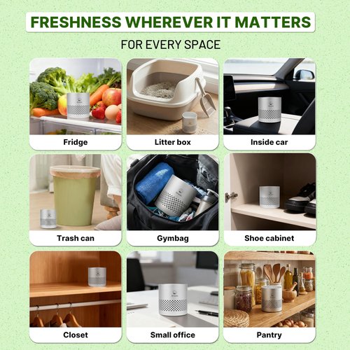 Elveda, Refrigerator Deodorizer odor eliminator for home. Lasts 10 years. Fridge, closet, pantry, shoe rack, car & drawer odor absorber for home. Nontoxic top kitchen gadgets. Kitchen gifts under 25.