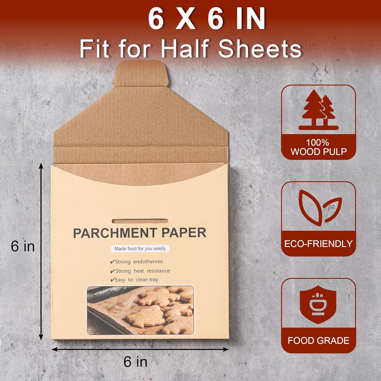 Skiennix Parchment Paper Sheets - 200 Pcs Non-Stick Precut Baking Paper | 6 x 6 Inches, Unbleached
