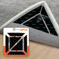 Duraone 12 PCS Rug Gripper with Triangle & Trapezoid Design, Non-Slip Double-Sided Carpet Tape for Area Rugs, Adhesive Rug Pads for Hardwood Floors and Tiles, Keep Corners Flat (Black)