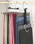 MORALVE Space-Saving Pants Hangers - Non-Slip Multi-Layer Design | 2 Pack for Jeans, Trousers & Skirts (Black)