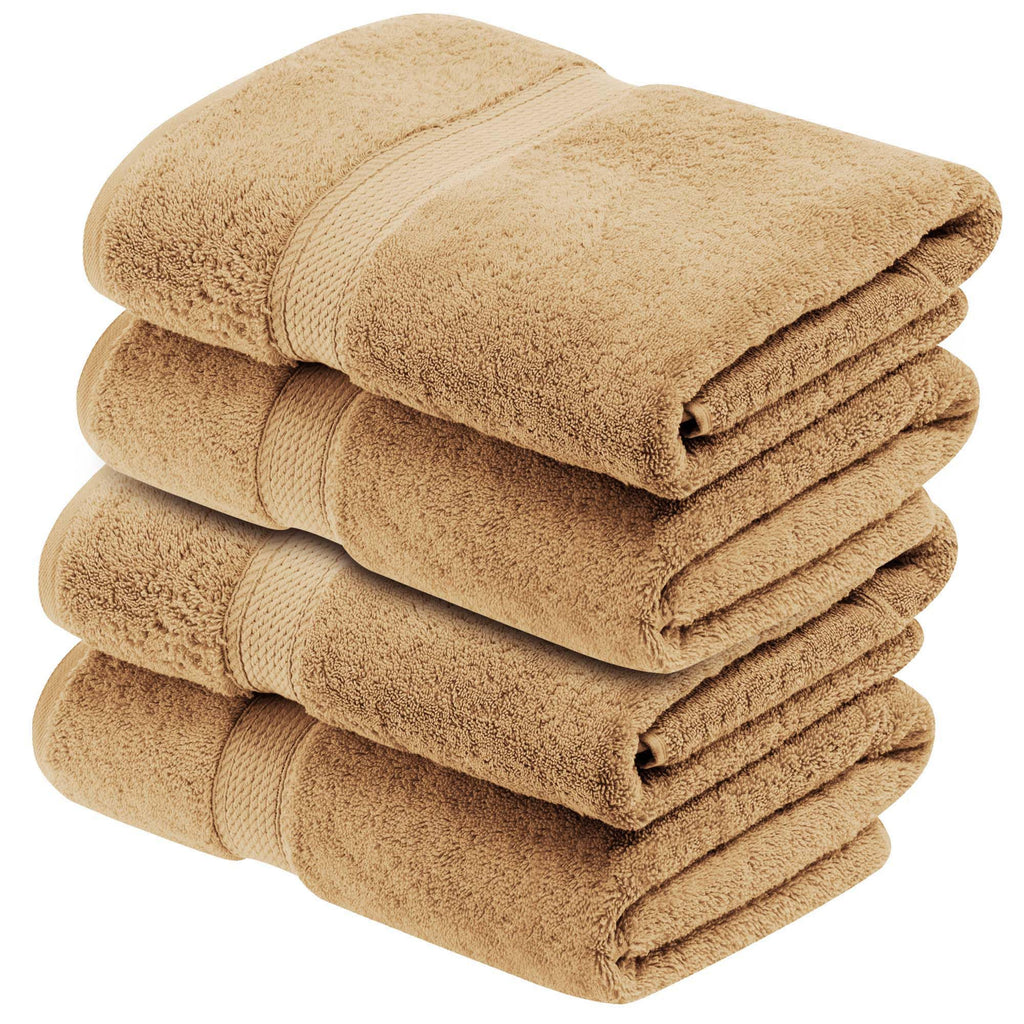 Superior Egyptian Cotton Plush & Absorbent, Bath Towel Set of 4, Toast