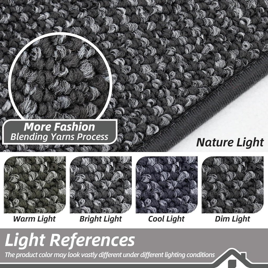 BEQHAUSE Dirt Trapper Door Mat - Non-Slip, Washable Entryway Rug | 17" x 30", Charcoal, Low Profile