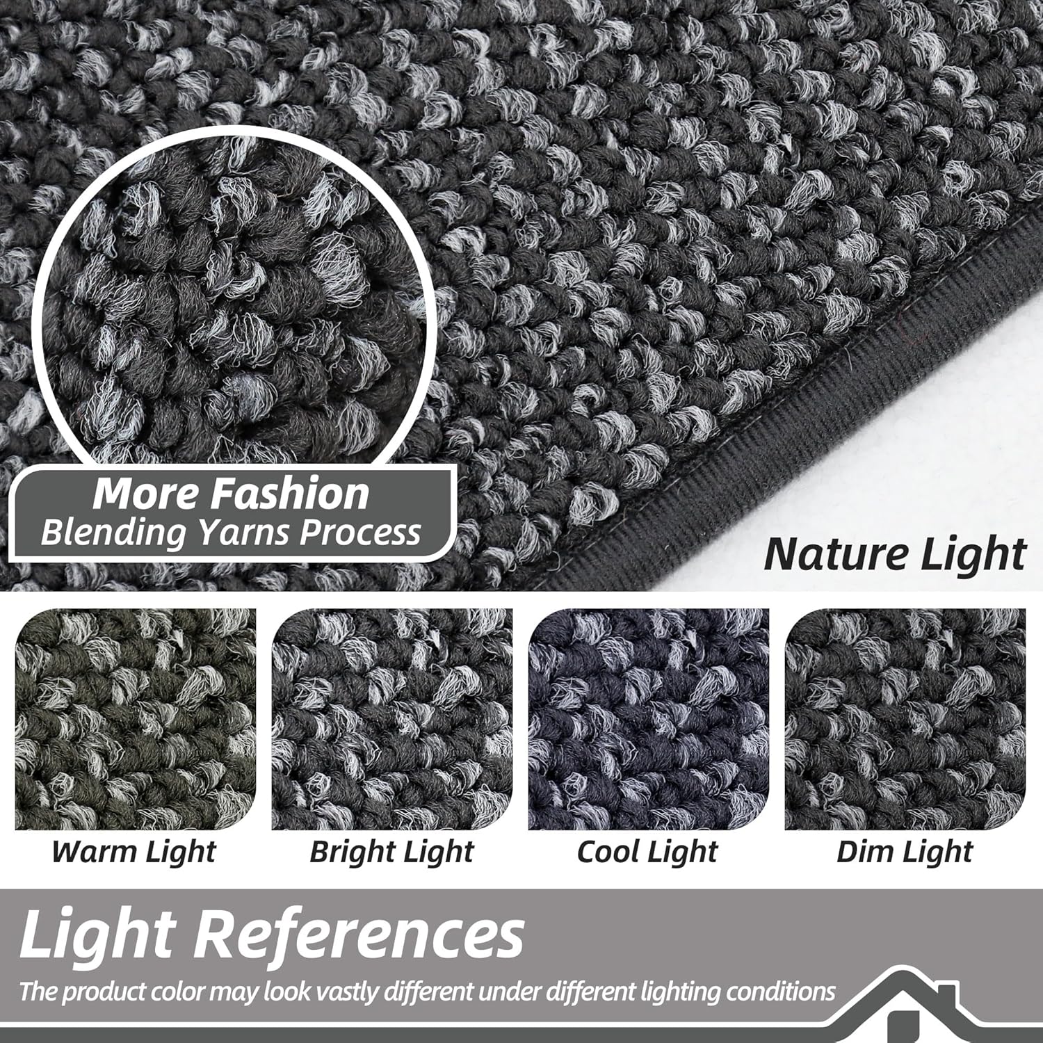 BEQHAUSE Dirt Trapper Door Mat - Non-Slip, Washable Entryway Rug | 17" x 30", Charcoal, Low Profile