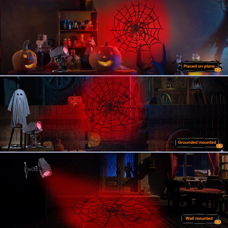 Halloween Projector Lights Outdoor Indoor with Timer & Waterproof Spider & Web Variation