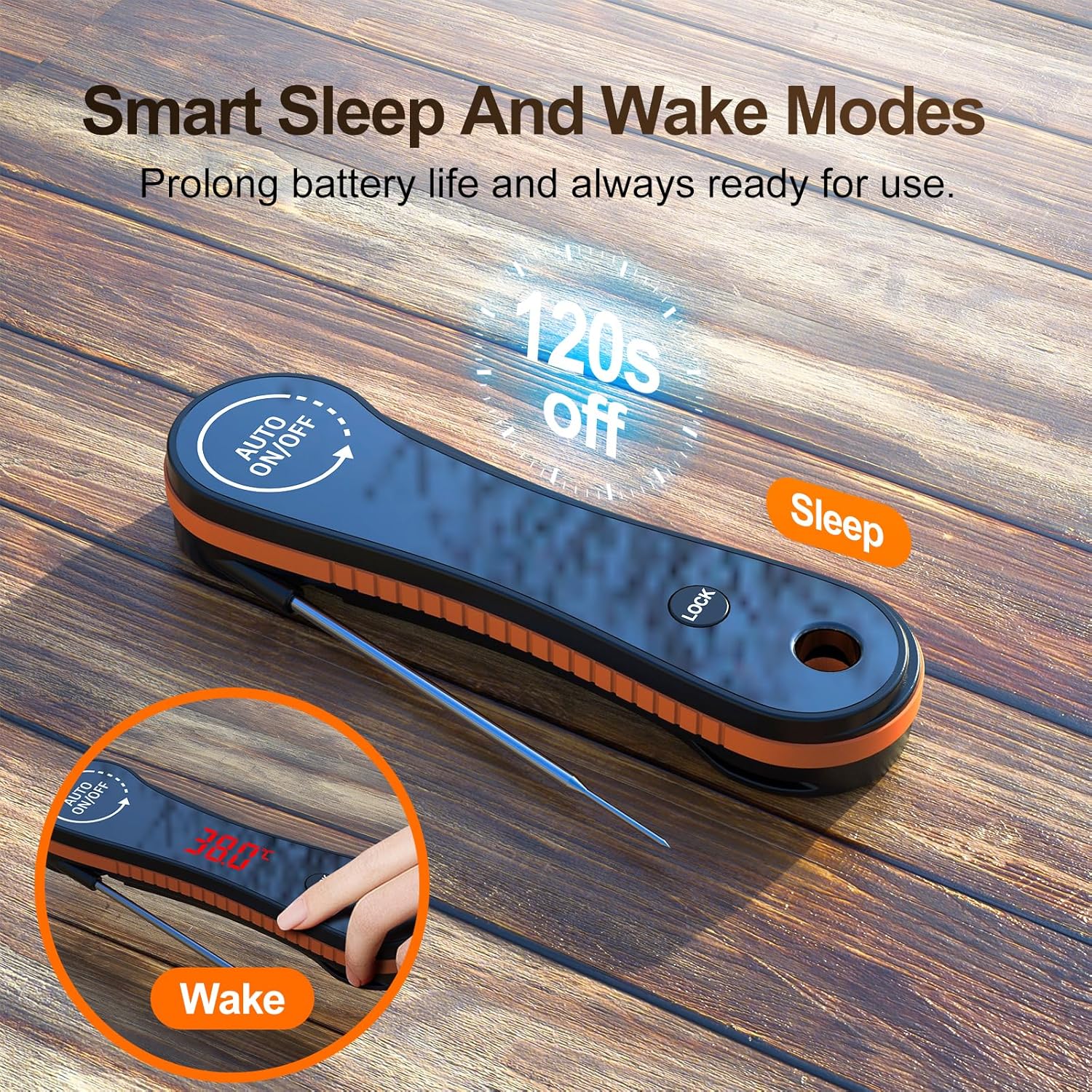 Skiennix Digital Meat Thermometer - Instant Read, ±0.5°F Accuracy, 180° Rotating Display, Waterproof Design