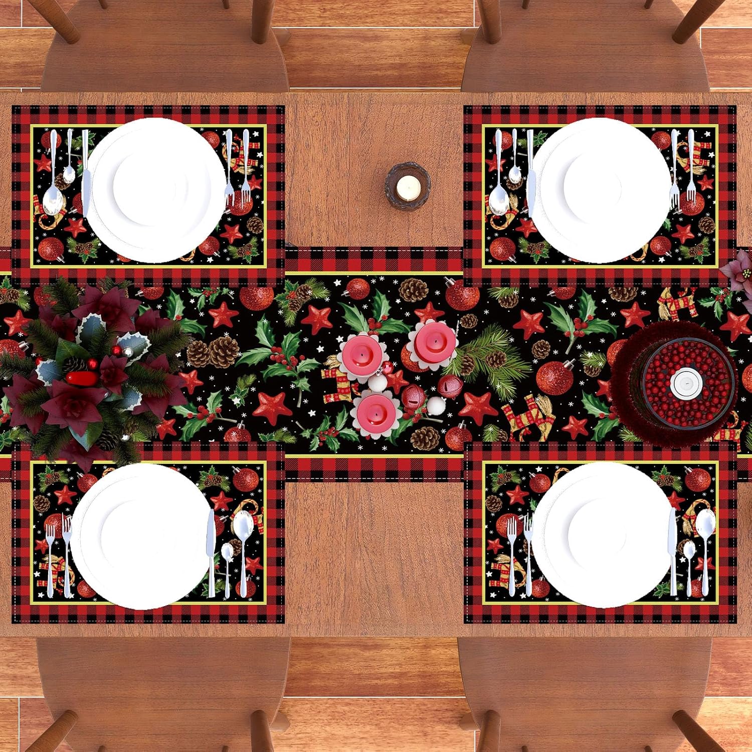 Yule Table Runner by Scandinavian Designs - Festive Pagan Christmas Decor | 13x72'' Mistletoe Design
