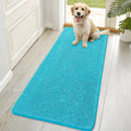 OLANLY Dog Door Mat - Absorbent Non-Slip Mud Mat for Indoor Use | Quick Dry Chenille, Aqua Blue 70x32