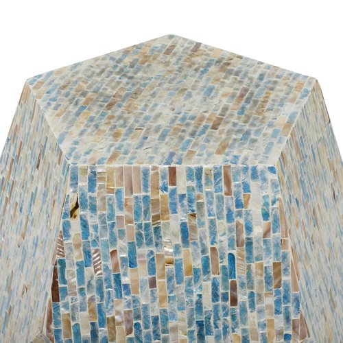 Deco 79 Mother of Pearl Shell Handmade Side End Accent Table End Table, Side Table 16" x 16" x 19", Multi Colored