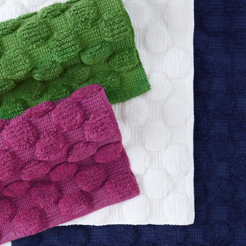 Kate Spade New York Dotted Woven Bath Rug, 17 in x 24 in, Absorbent Bath Mat, Slip Resistant, Made from 100% Cotton, Machine Washable, Green