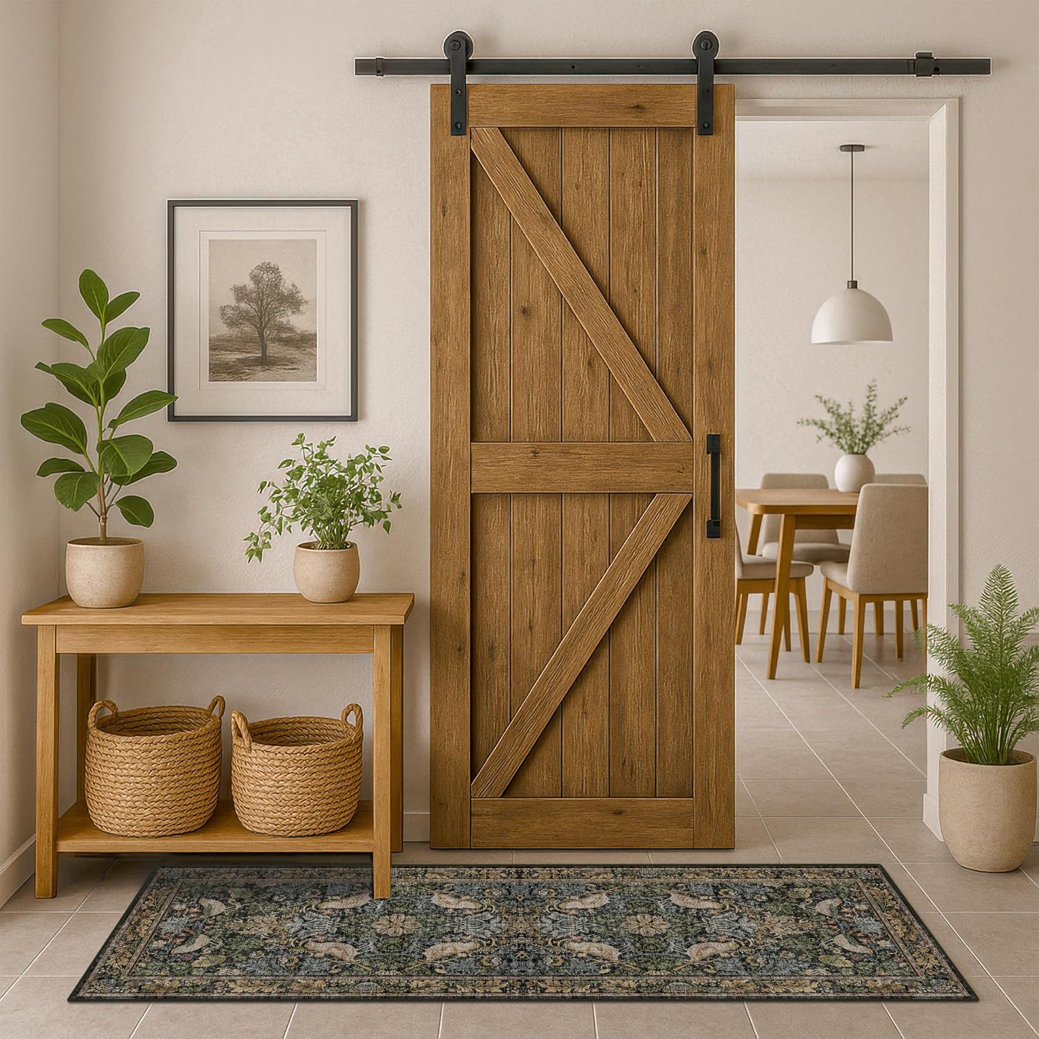 Skiennix Floral Kitchen Runner Rug - 2x6 Non-Slip Washable Design for Hallway, Bathroom & Entryway