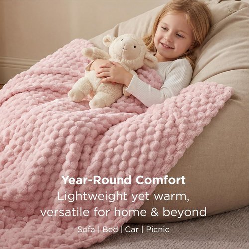 Bedsure Pink Throw Blanket - Fluffy 350GSM Plush Fleece for Cozy Home Decor | 50x60 Inches