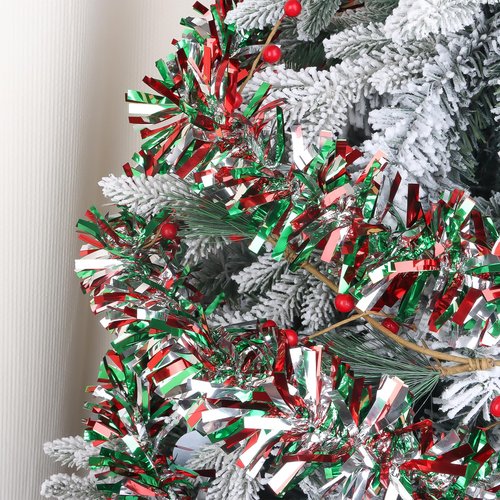 CCINEE 32.8 Feet Christmas Tinsel Garland,Metallic Tinsel Twist Garland Shiny Hanging Decoration for Party Supplies Xmas Tree Home Stairs Indoor Outdoor Decor(Red Green Sliver)
